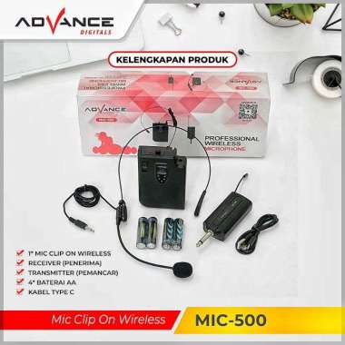 ADVANCE MIC WIRELESS MIC-500 / Microphone Clip On / Mic Bando Eksternal Advance Mic 500