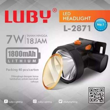 Senter Kepala Luby L-2871 Cahaya Putih & Kuning / LUBY Senter Kepala 7 Watt