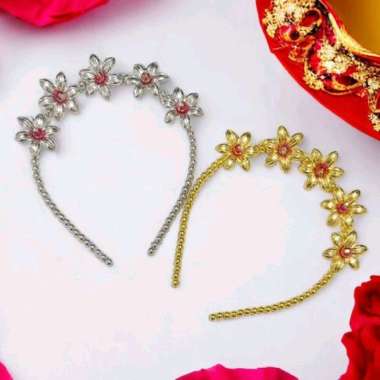 Lian Red Flowery Headband Bando Bunga Metalic Merah Flower Hairband Imlek CNY Sangjit Headpiece HB L