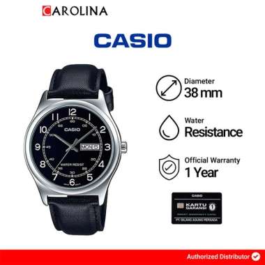 Jam Tangan Pria Casio General MTP-V006L-1B2 Black Dial Black Leather