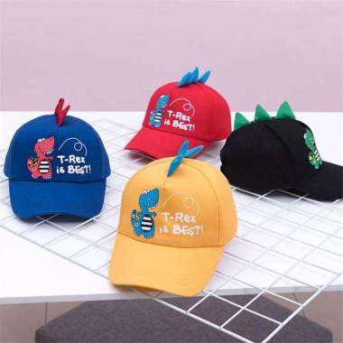 Topi Dino Motif Tyrex / Topi Anak Motif Tyrex / Topi Anak Dinosaurus Kuning