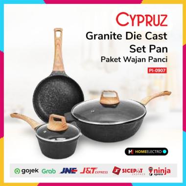 Cypruz PI-0907 Granite Die Cast Set Pan Set of 5 Pcs Paket Wajan Panci