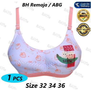 1 Pcs Bh/Bra Remaja Abg/Wanita Tanpa Kawat Bahan Katun Mute/Bodyfit Pakaian Dalam Perempuan Cewek 32