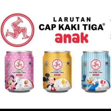 larutan cap kaki tiga anak per kaleng Jeruk