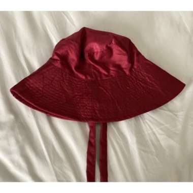 BUCKET HAT- bucket hat aksen tali- Bucket lebar /topi wanita terlaris/Bucket pantai MARUN