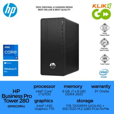 HP BU Pro Tower 280 G9 - i7-12700 - RAM 8GB - 1TB HDD+512GB - WIN 11 PRO - MONITOR 19.5" (6M0C0PA)