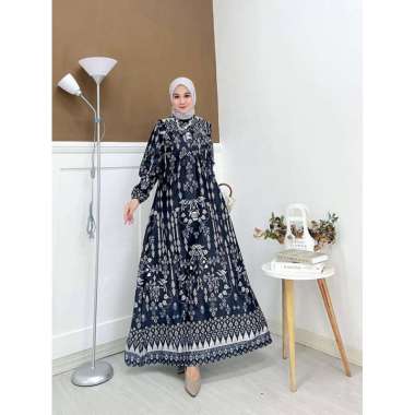 Aghnia Punjabi - Gamis Terbaru Diora Silk Dress Wanita Lengan Panjang Ruffle Maxidress Kekinian LD 110 cm Aghnia Punjabi Hitam