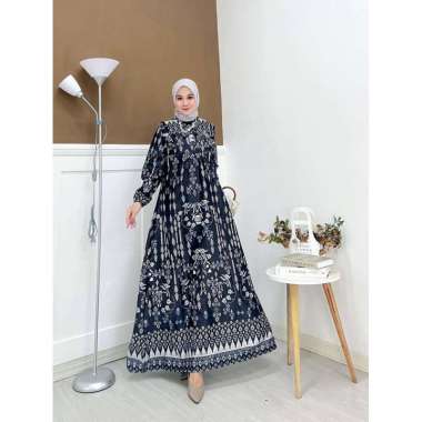 Aghnia Punjabi - Gamis Terbaru Diora Silk Dress Wanita Lengan Panjang Ruffle Maxidress Kekinian LD 1