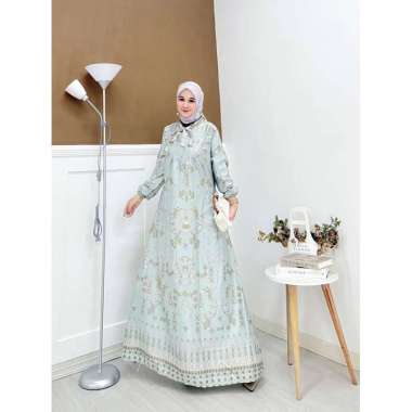 Aghnia Punjabi - Gamis Terbaru Diora Silk Dress Wanita Lengan Panjang Ruffle Maxidress Kekinian LD 110 cm Aghnia Punjabi Sage