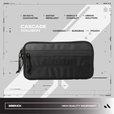 Sidekick Project CASCADE Collision - Clutch Pria Warna Hitam Multifungsi (Hand Bag + Sling Bag + Han