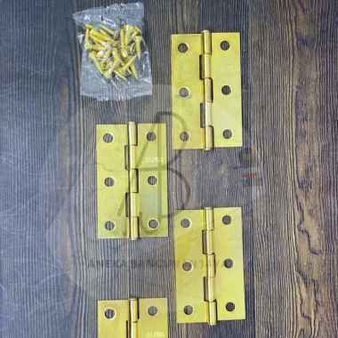 Engsel Tipis KUNING 2.5" (1Set/4Pcs) / Engsel Kupu-Kupu Lemari Kuning