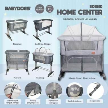Babydoes Home Center Sidebed - Dark Grey