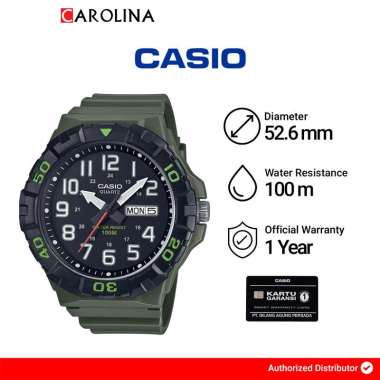 Jam Tangan Pria Casio General MRW-210H-3A Black Dial Army Green Resin Band