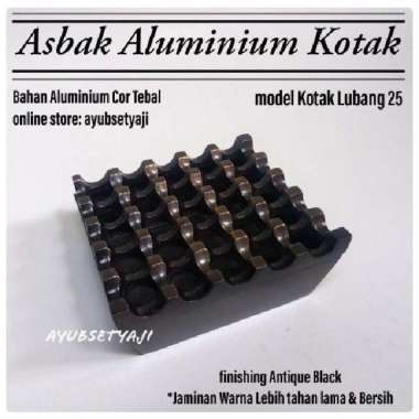 Asbak Aluminium Lubang 25 Kotak Asbak hotel antik asbak Kotak unik Antique Black