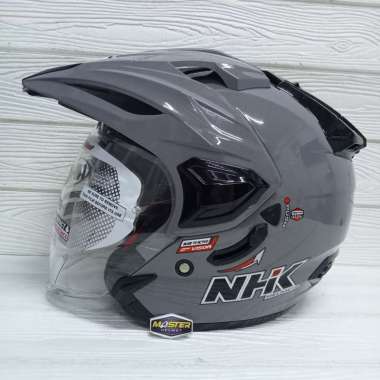 HELM NHK PREDATOR CRYPTON SOLID DIM GREY GLOSY HELM NHK DOUBLE VISOR XL