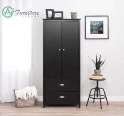 Lemari Pakaian 2 Pintu Minimalis Pembrooke Duco Hitam - Kayu Mahoni