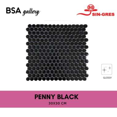 KERAMIK MOSAIC BULAT KECIL / MOSAIC TILE HITAM / MOZAIK DINDING LANTAI