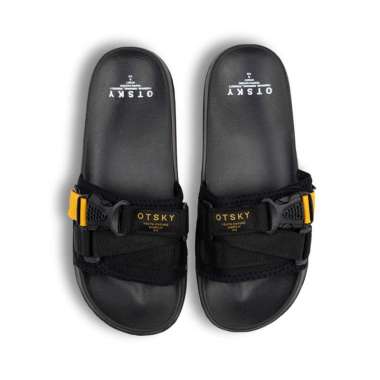 Otsky Sandal Slide Slip on Strap Series Tali Kuning Black 39
