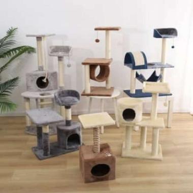 Rumah Pohon Bermain Kucing Mainan Kandang Tinggi Besar Portabel