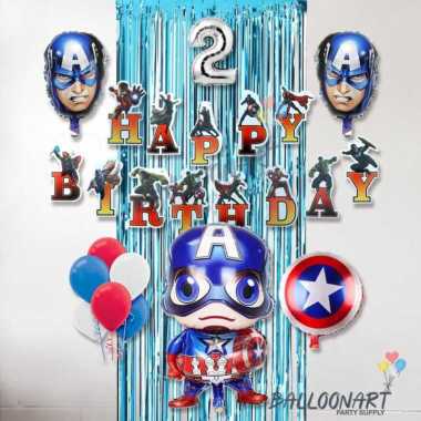 CAPTAIN AMERICA SIMPLE DEKORASI SET/DEKORASI BACKDROP ULTAH ANAK 3 Tanpa