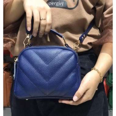 Bossindo Tas kulit asli kulit Garut tas wanita kulit Garut bahan kulit asli M Biru