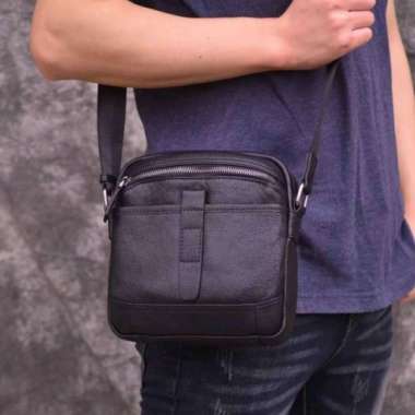 Bossindo Tas Selempang Kulit Tas Sling Bag Pria Kulit Sapi Asli Papirut Garut