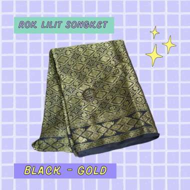 Rok Lilit Motif Mewah / Rok Lilit Songket Tenun dan Aneka Warna Lainnya Hitam Gold