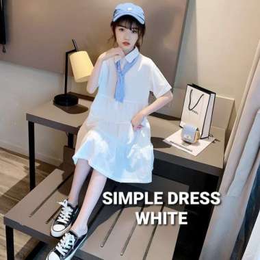 Simple Dress White Baju Casual Anak Perempuan Putih Korea Impor Daily