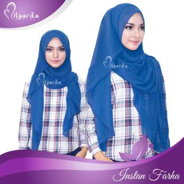 Hijab instan farha khusus warna Olive kerudung jilbab syari pashmina instant biru elektrik