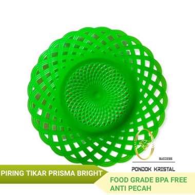 PIRING ROTAN PLASTIK ISI 6 PCS / PIRING ROTAN PLASTIK ANYAMAN 24 CM PR Hijau Paket 12 Pcs