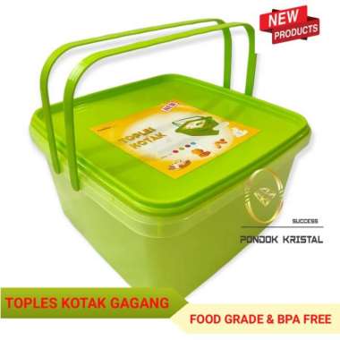Toples Kotak Gagang Plastik Panjang 20Cm Lebar 11Cm / Tempat Kue Lapis Hijau Paket 1 Piece