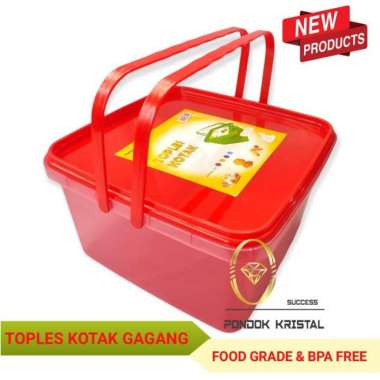 Toples Kotak Gagang Plastik Panjang 20Cm Lebar 11Cm / Tempat Kue Lapis Merah Paket 1 Piece