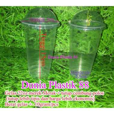 isi50PC Gelas cup MERAK 22oz + TUTUP CEMBUNG POLOS BIASA 22 oz plastik ekonomis thaitea tinggi 22oz 