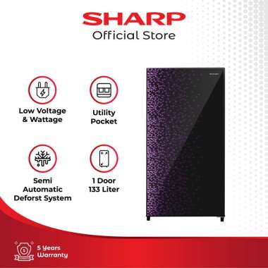 SHARP SJ-X185MG-GB/GR Kulkas 1 Pintu Shine Magneglas Series [166 L/157 L] Red