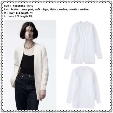 AB868861 Long Cardigan Kardigan Jaket Rajut Wanita Import Putih White Jumbo Big Size