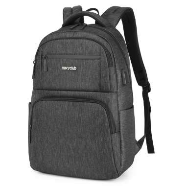 Navy Club Tas Ransel Laptop EJH - Backpack Daypack USB Port Tas Pria Wanita Free Bag Cover Black