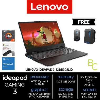 LENOVO IDEAPAD GAMING 3 15ARH7 Ryzen7-7735HS 8GB 512GB RTX4050 6GB