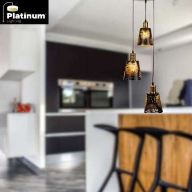 Lampu Gantung Hias 3 Lampu Bulat Panjang Motif Kembang Api Lampu Cafe