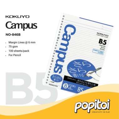 KOKUYO Campus Paper Refill Loose Leaf B5 Kertas isi Ulang Binder 846B