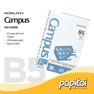 KOKUYO Campus Paper Refill Loose Leaf B5 Kertas isi Ulang Binder K836B