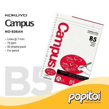 KOKUYO Campus Paper Refill Loose Leaf B5 Kertas isi Ulang Binder 836AH