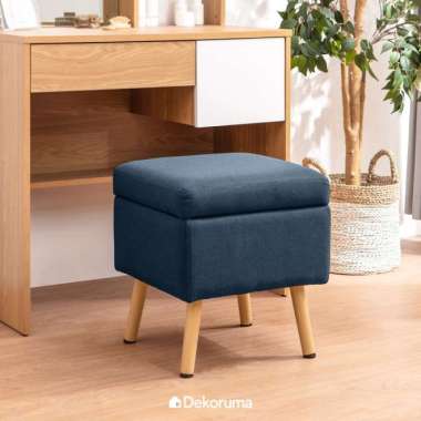 Dekoruma SURU Square Stool MInimalis Biru - Kursi Sofa Kotak