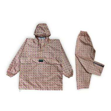 Jas Hujan Twins19 Saku Kangguru Pria Wanita Motif - Tetris Merah Tetris Merah