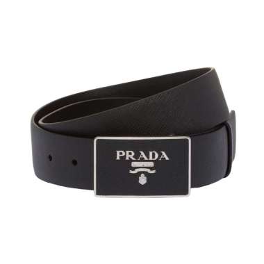 Prada Square Buckle Saffiano Leather Belt 35mm Black 95 Black