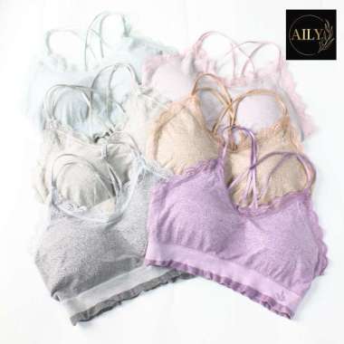 Aily A32 Seamless Kemben Bra Tali Spagetti Wanita Abu Tua