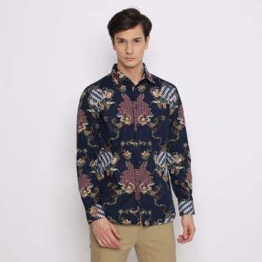 Platini Kemeja Batik Pria Lengan Panjang Katun Navy 460599 L