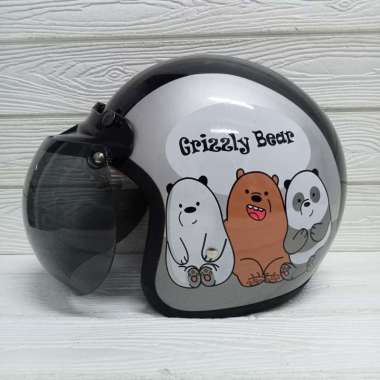 HELM BOGO DEWASA BERUANG GLOSSY KACA CEMBUNG GRIZLY BEAR