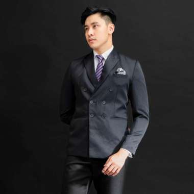 Jas Double Breast Hitam Blazer Formal Pria Jas Nikah M