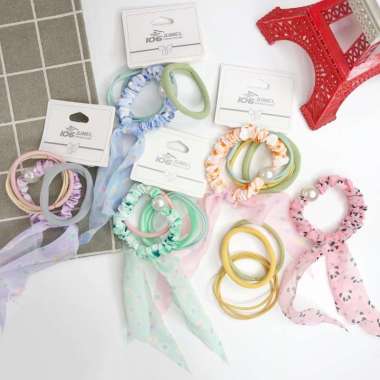 4PCS / SET IKAT RAMBUT SCRUNCHIE PITA / 4 IN 1 SET KUNCIRAN RAMBUT SCRUNCHIE PITA Ungu