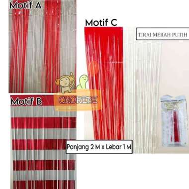 Tirai Foil / Foil Curtain / Rumbai Foil / Backdrop Foil / Background Decor / Tirai Balon MERAH PUTIH